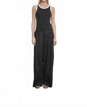 NEW ENZA COSTA cotton ringer tank in black/white